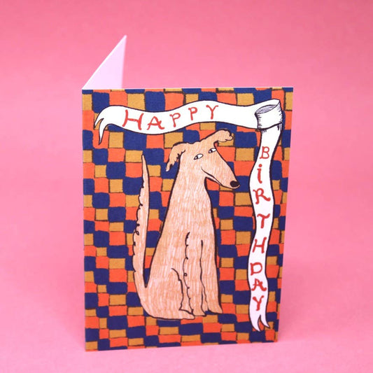 Happy Birthday Checkerboard Dog Card