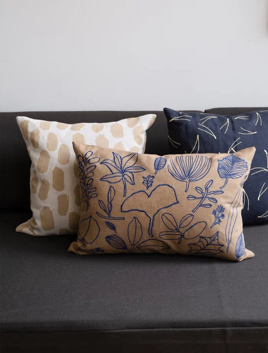 Botanic Leaves Embroidered Cushion
