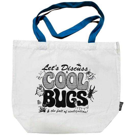 Let's Discuss Cool Bugs Tote Bag: Blue Handle