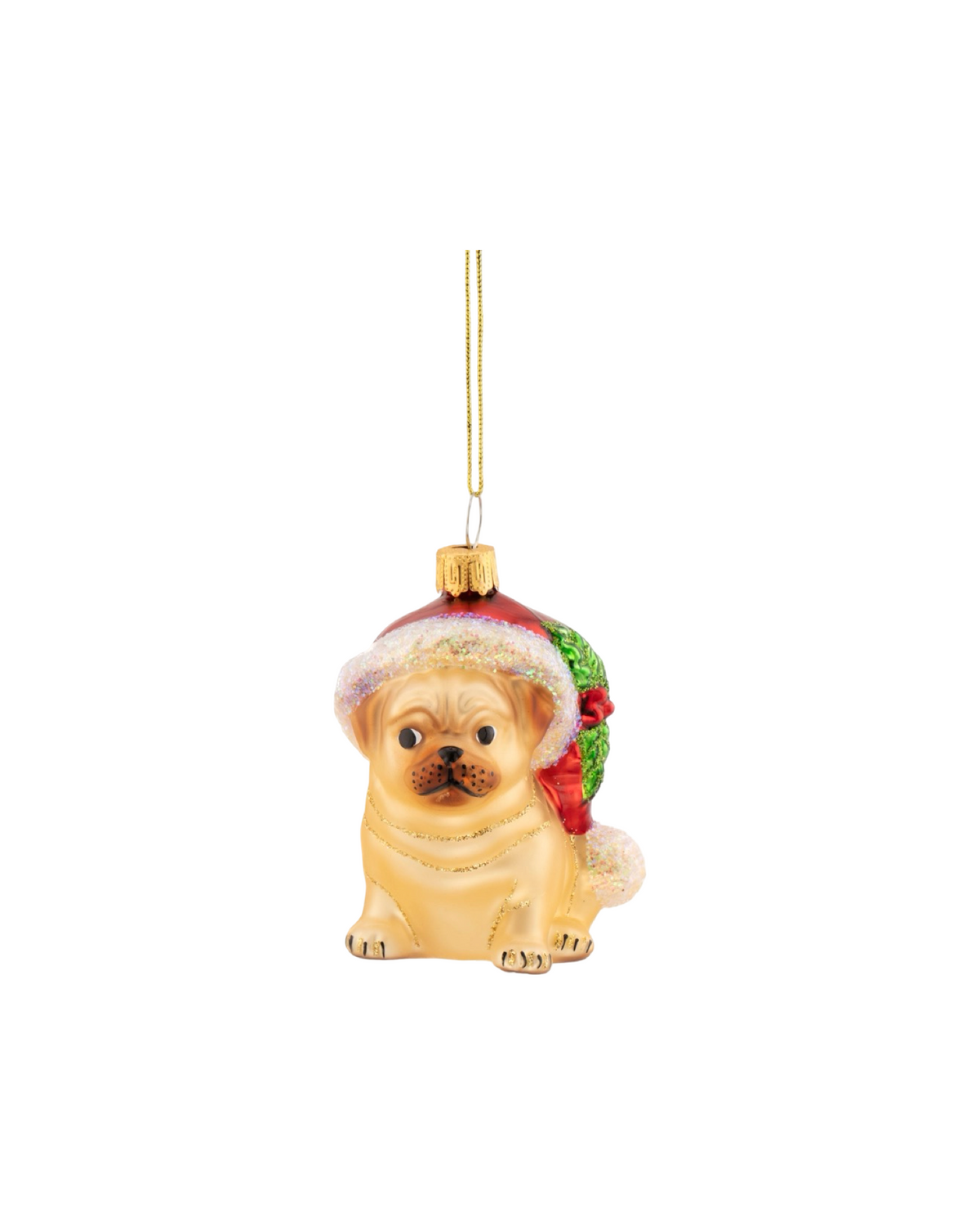 Festive Pug Shaped Bauble
