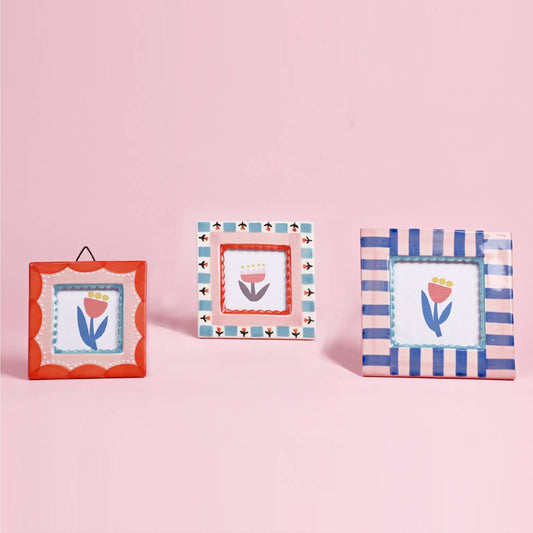 Red Flowers Ceramic Photo Frame