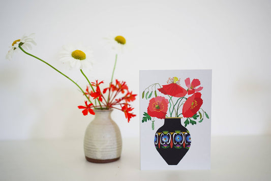 Poppies In a Vase Card