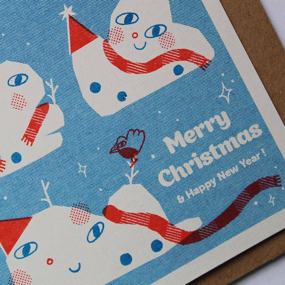 Melting Snowman Riso Christmas Card