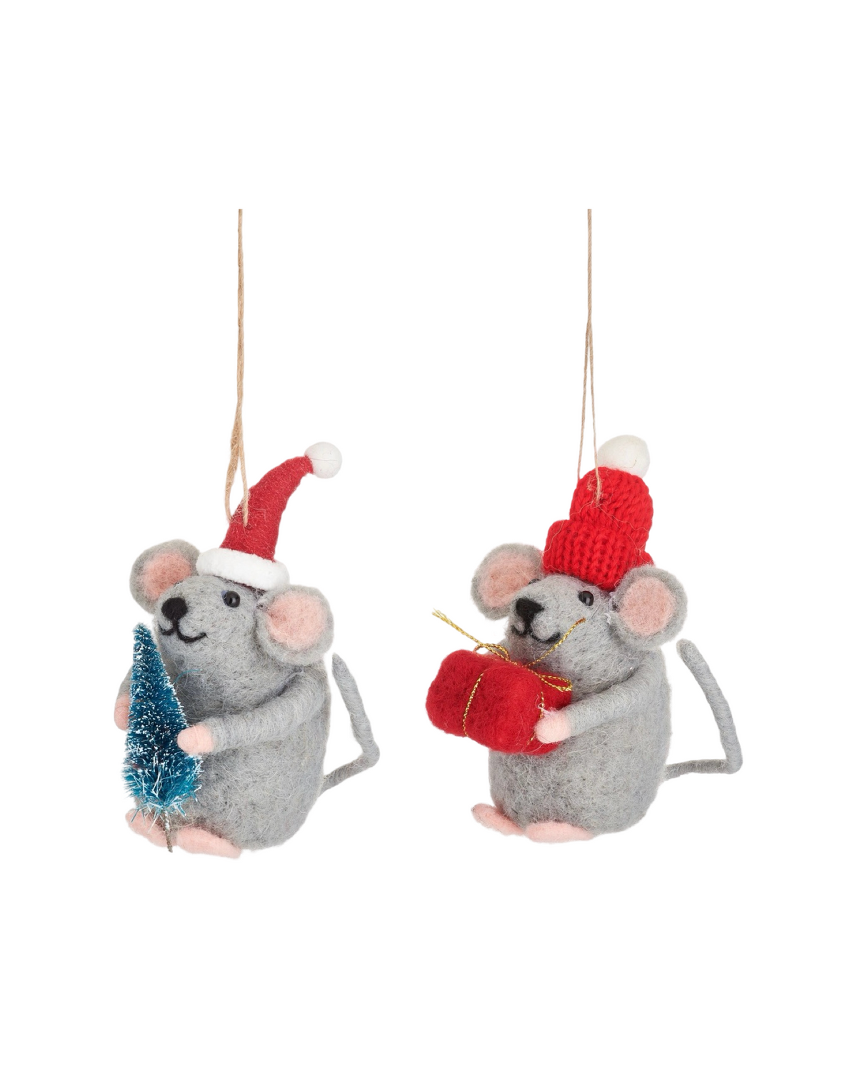 Festive Gifting Mice Felt Hanging Decoration