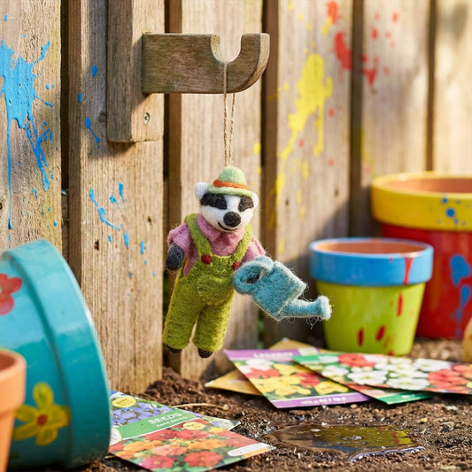Gus the Gardening Badger Felt Decoration