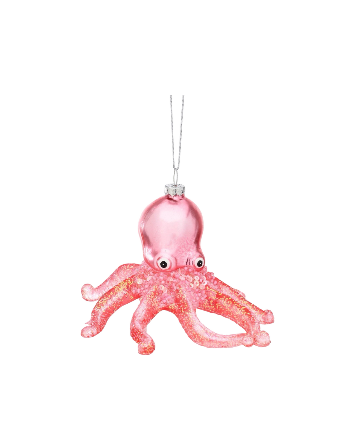 Pink Glitter Octopus Shaped Bauble