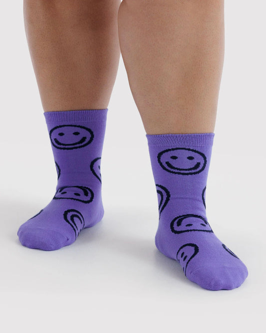 Lavender Happy Crew Socks