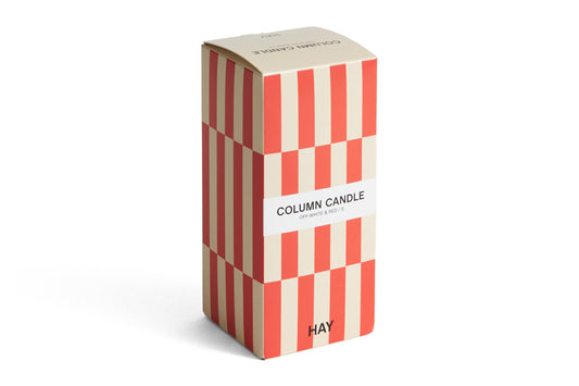 Small Column Candle / Off-White & Red