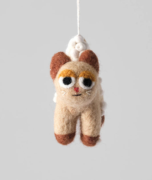 Kelly, Cat in Snow - Felt Hanging Decoration
