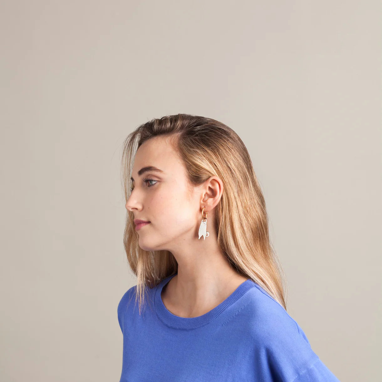 Hanging Cat Hoop Earrings