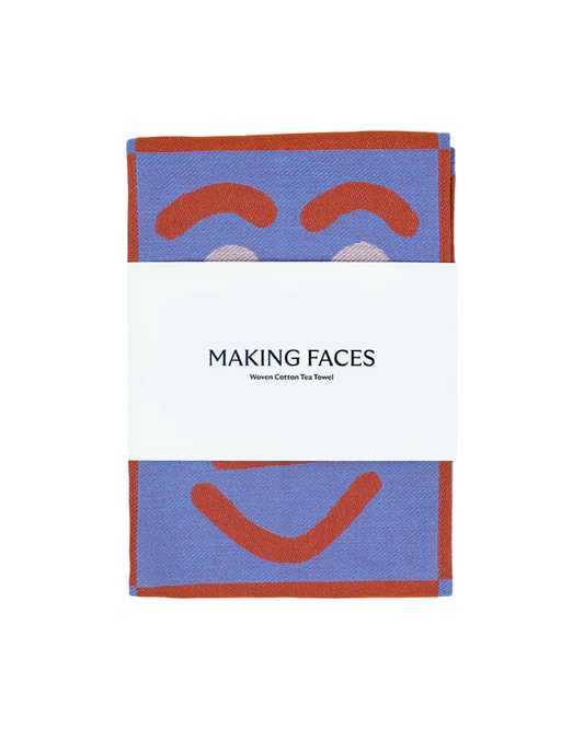 Blue Making Faces Tea Towel