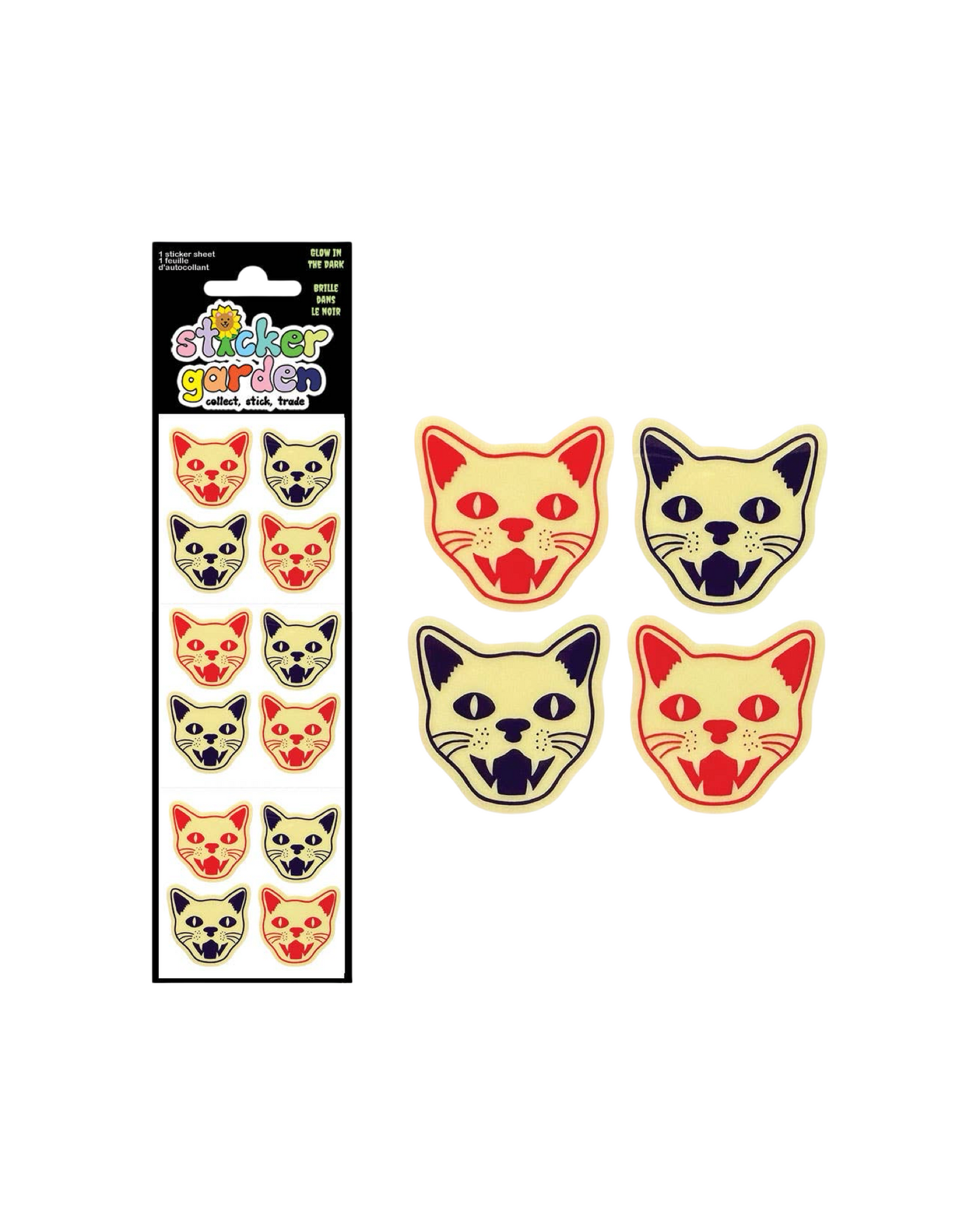 Glow in the Dark Cat Head Sticker Sheet