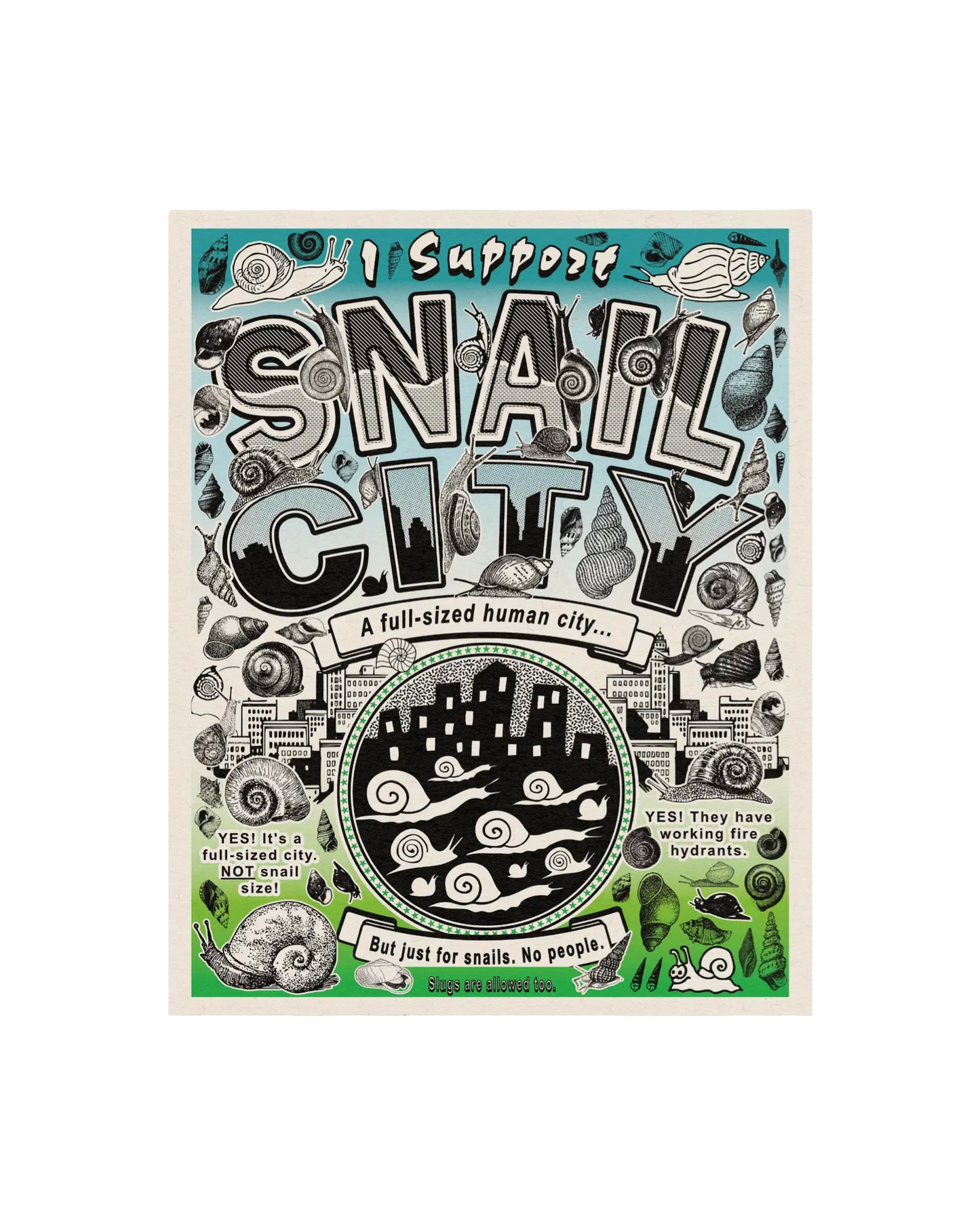 Snail City Risograph Print