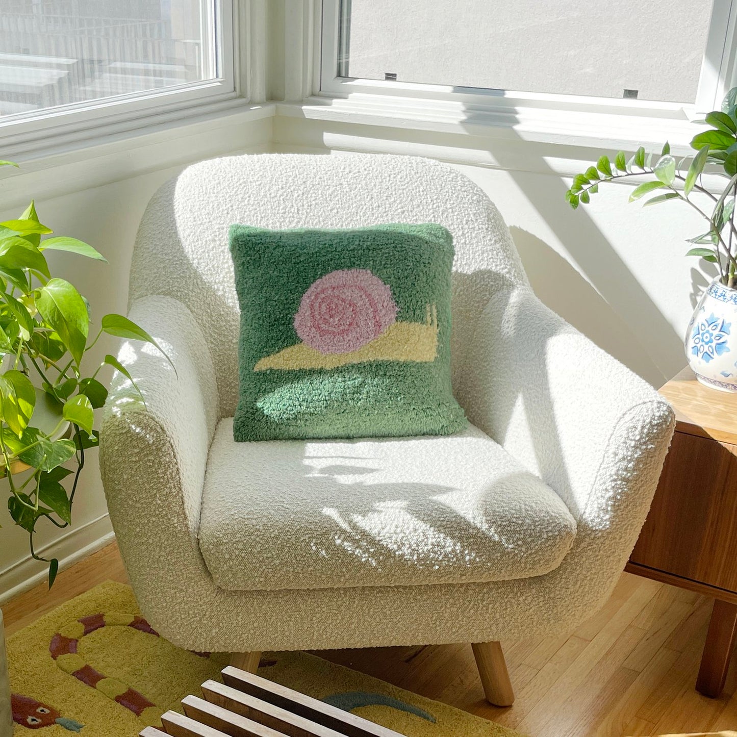 Snail In The Grass Cushion Cover