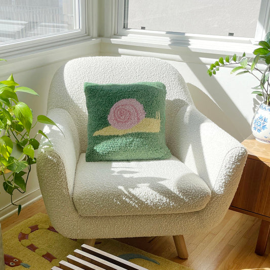 Snail In The Grass Cushion Cover