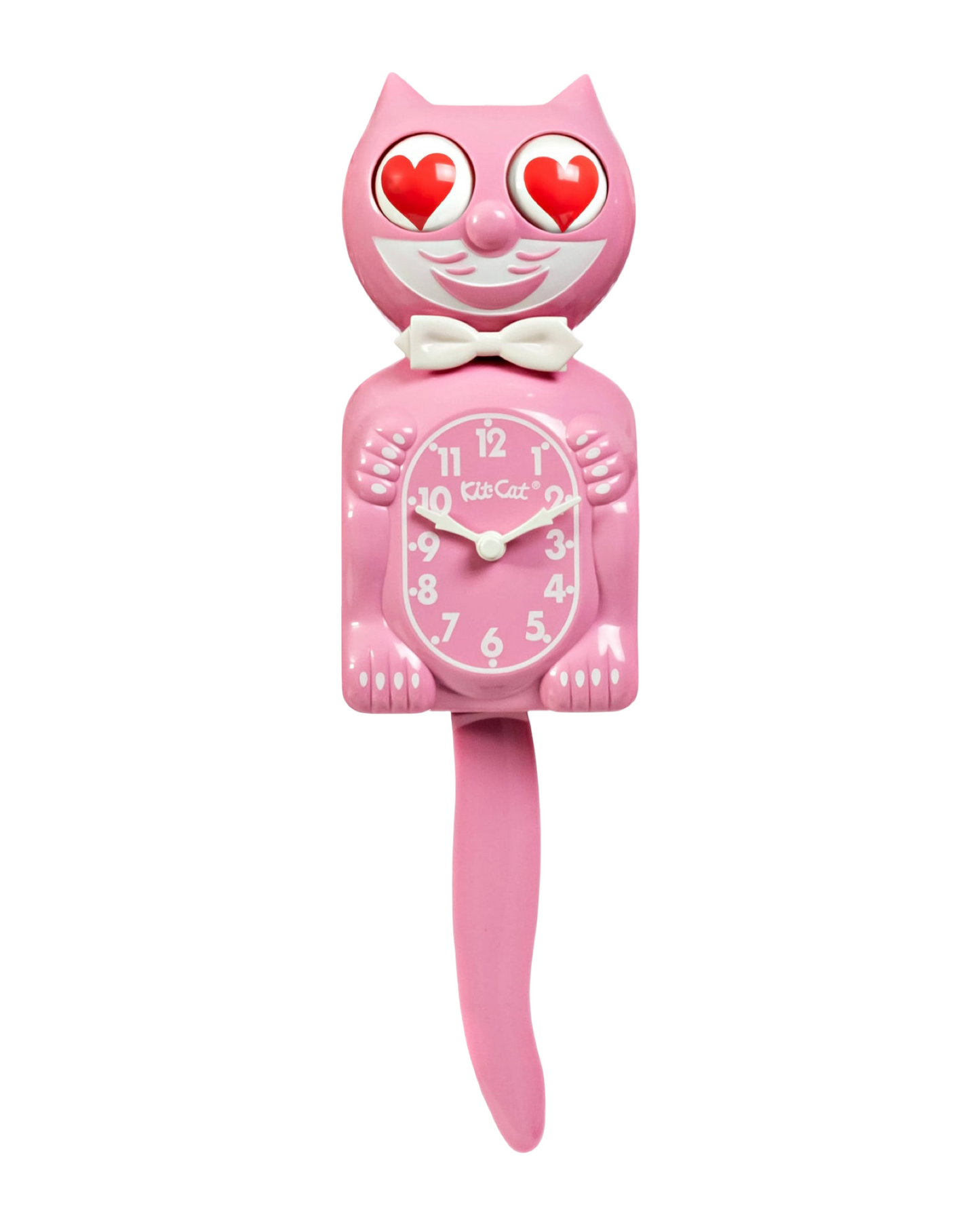 Pink Satin Kit-Cat Klock - Heart Eyes