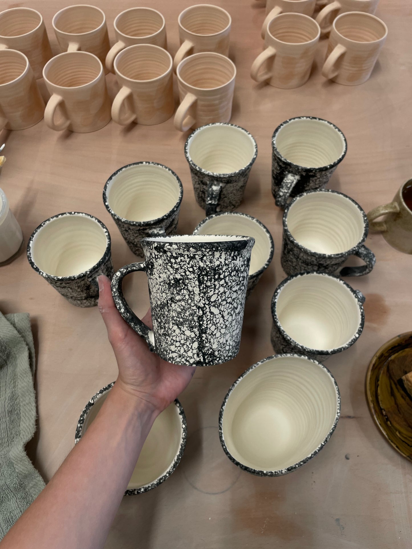 Cobalt Sponged Mug - White