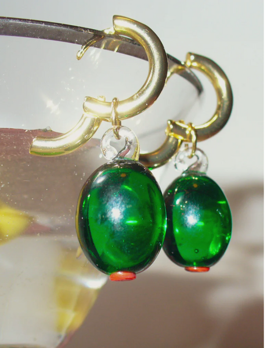 Olive Charm Hoop Earrings