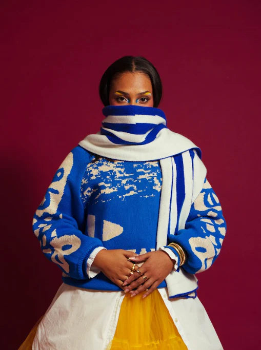 Blue squid Statement scarf