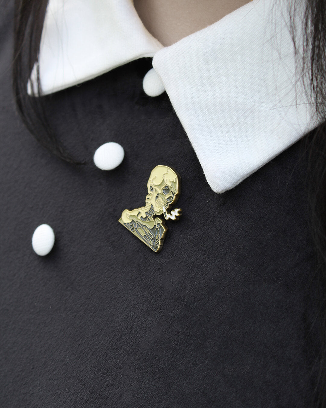 Skull of a Skeleton with Burning Cigarette • Enamel Pin