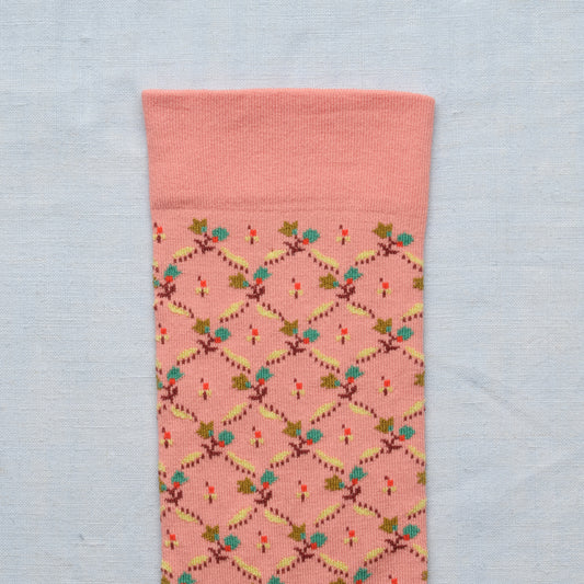 Powder Pink Floral Trellis Socks