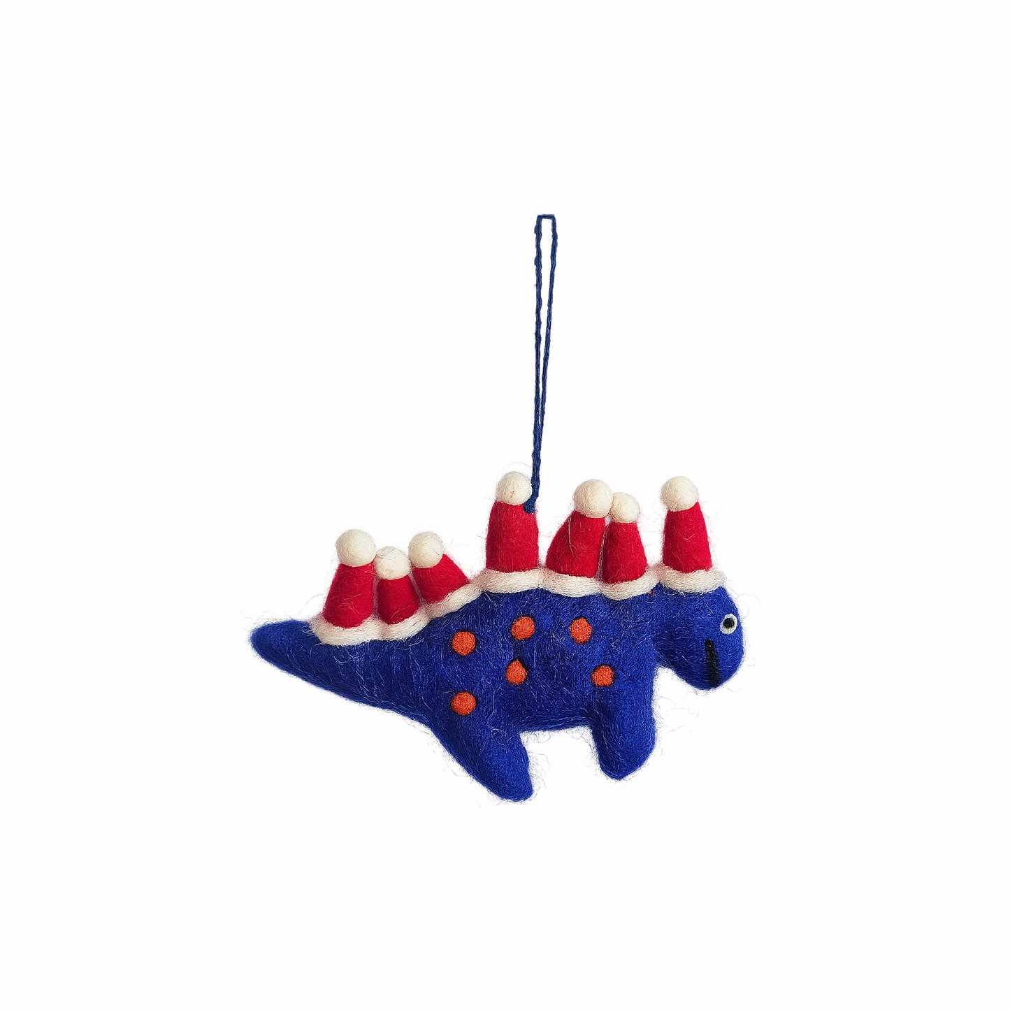 Blue Dinosaur with Santa Hats Felt Decoration