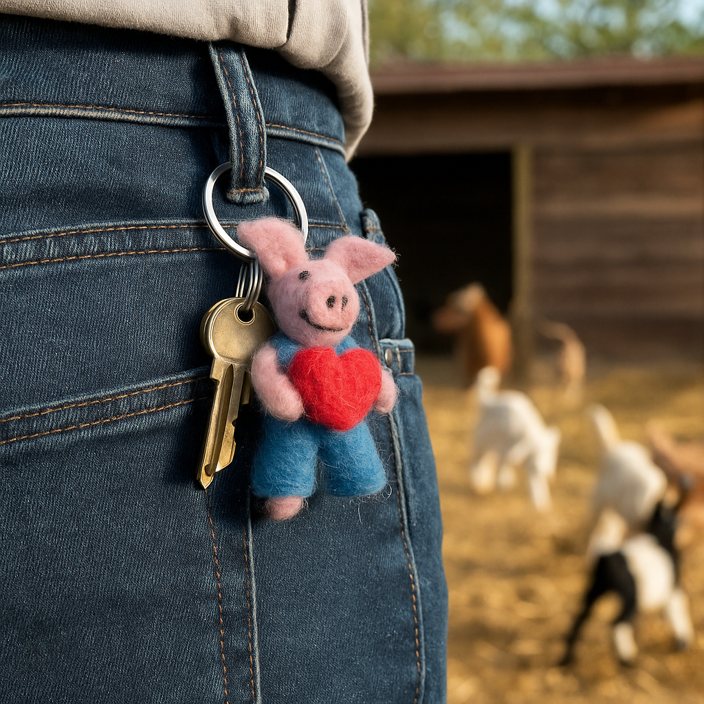 Piglet Felt Keyring