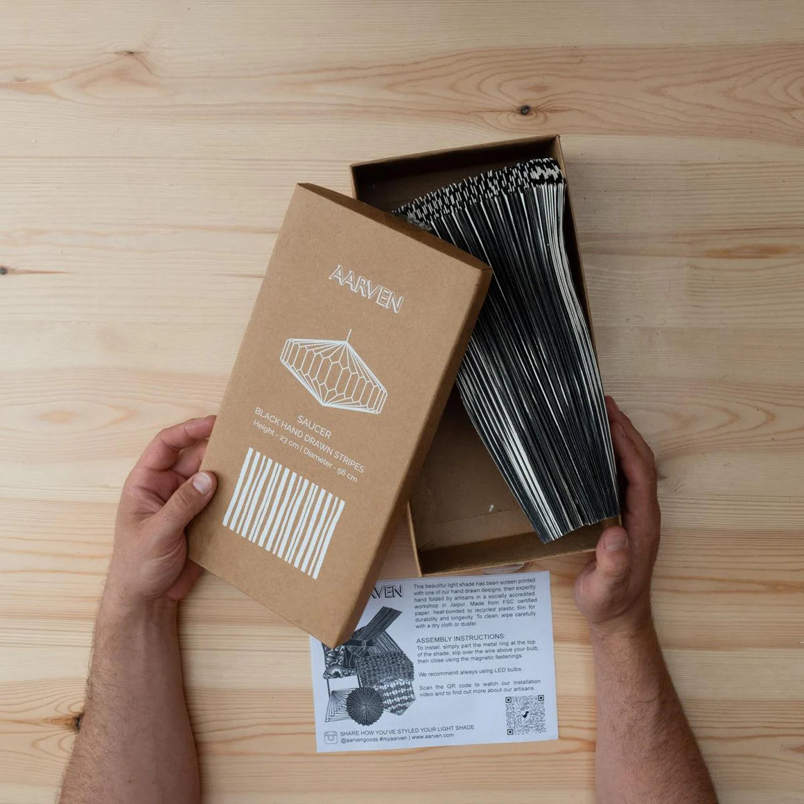 Hand Drawn Stripe Origami Paper Lightshade