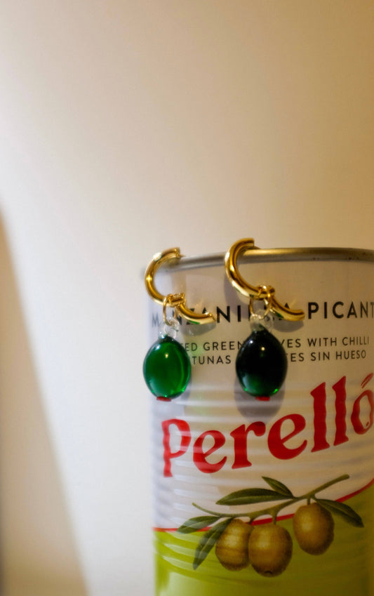 Olive Charm Hoop Earrings