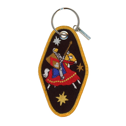 Metal Heart Embroidered Keychain