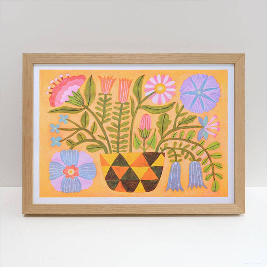 Folk Landscape 2 A3 Risograph Print