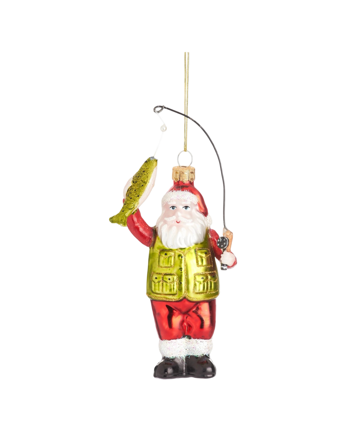 Santa Fishing Shaped Bauble