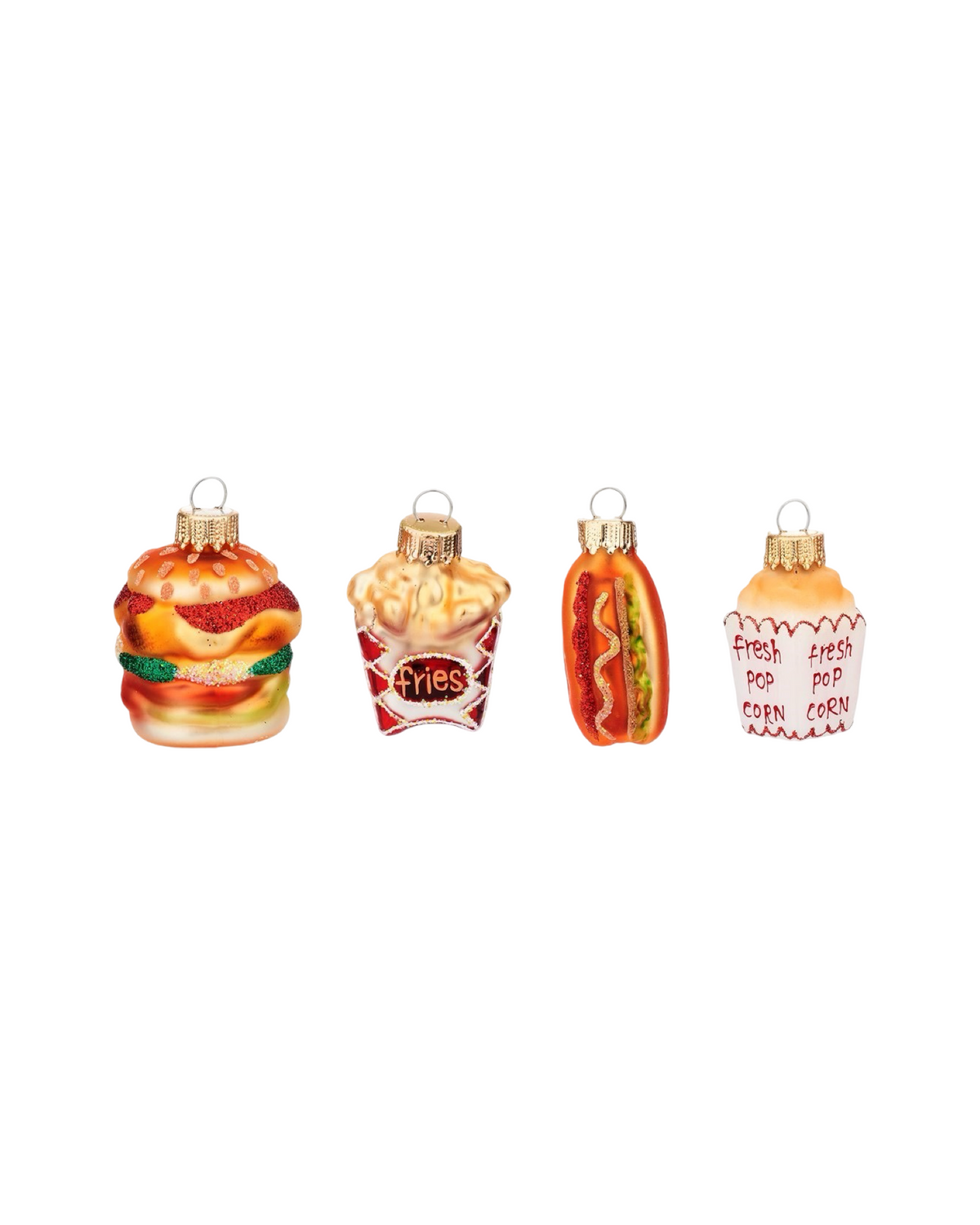 Fun Fast Food Shaped Baubles - Set of 4