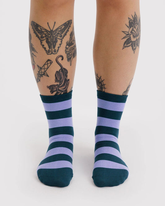 Malachite Stripe Crew Socks