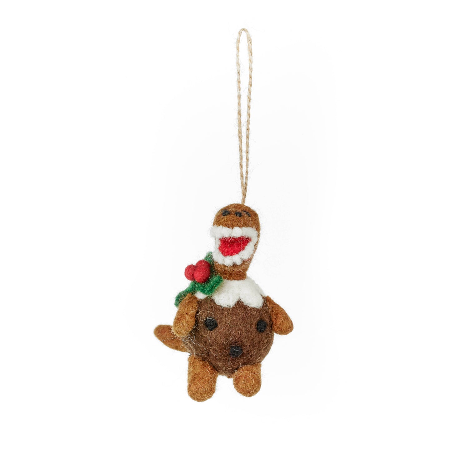 Christmas Pudding T-Rex Felt Decoration