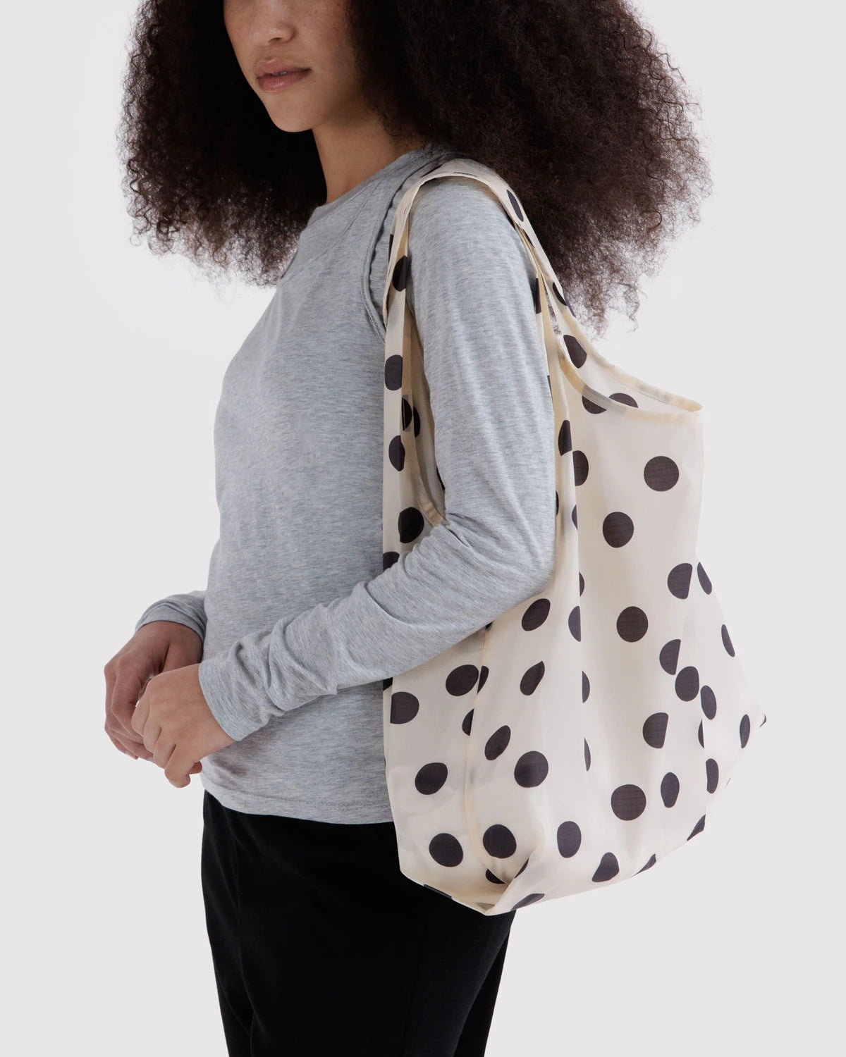 Standard Baggu : Cream & Black Polka Dots