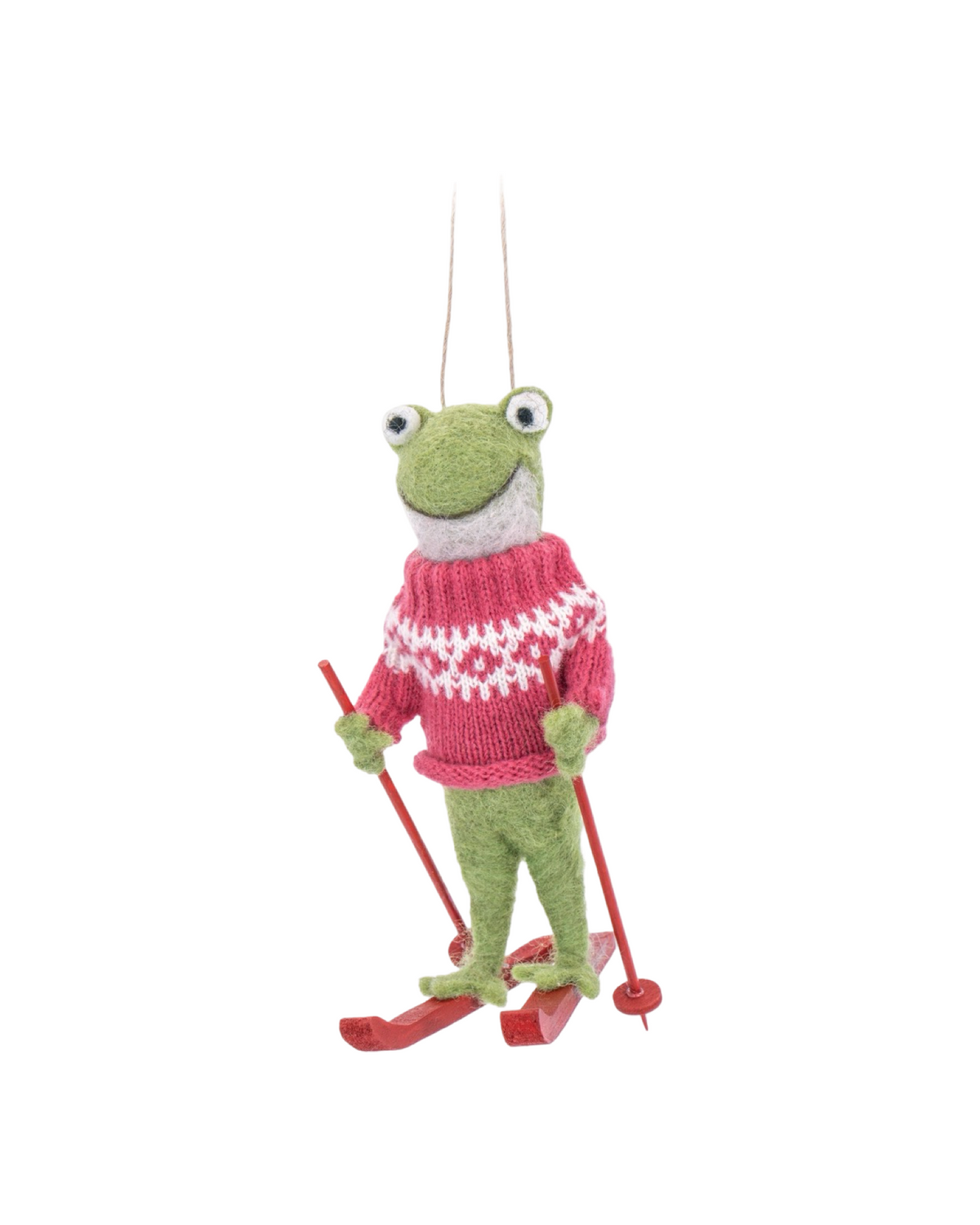 Skiing Frog Felt Decoration