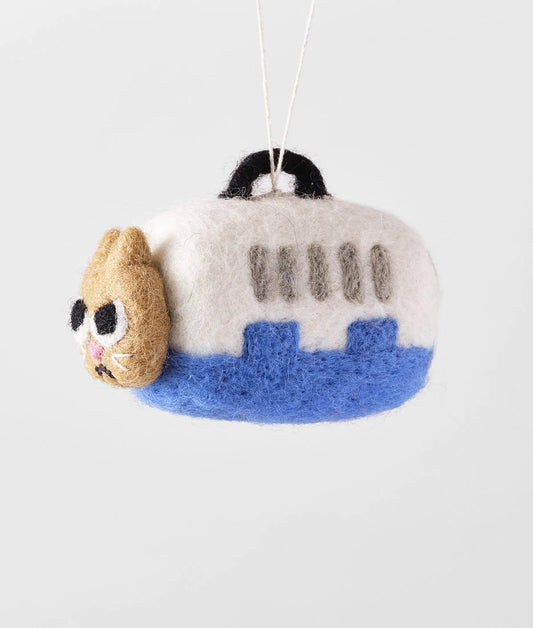 Coco, Cat in Carrier - Felt Hanging Decoration