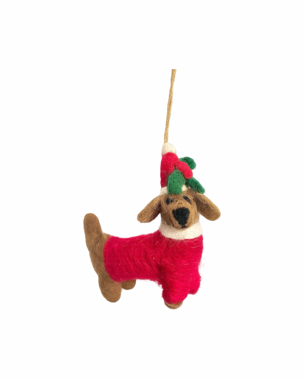 Christmas Sausage Dog Felt Decoration