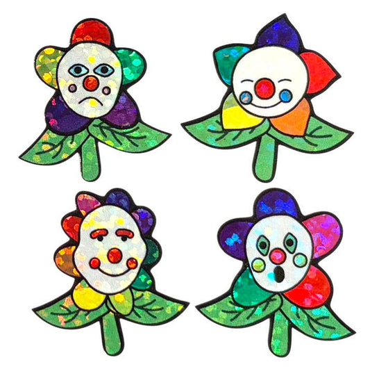 Sparkle Clown Flowers Sticker Sheet