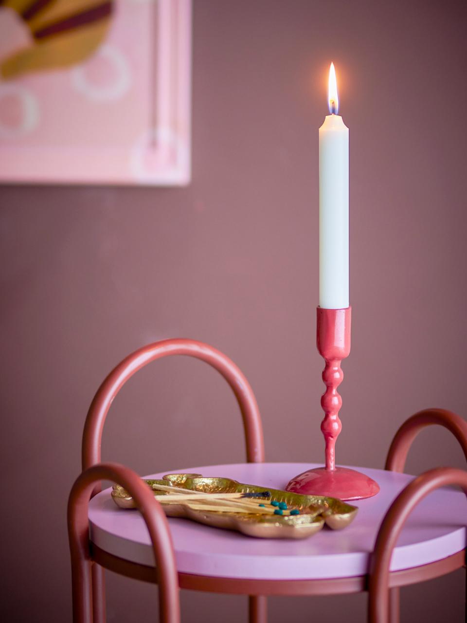 Metal, Red, Eber Candle Holder.