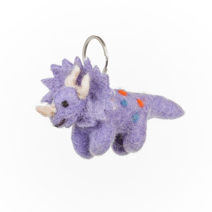 Triceratops Handmade Felt Keyring