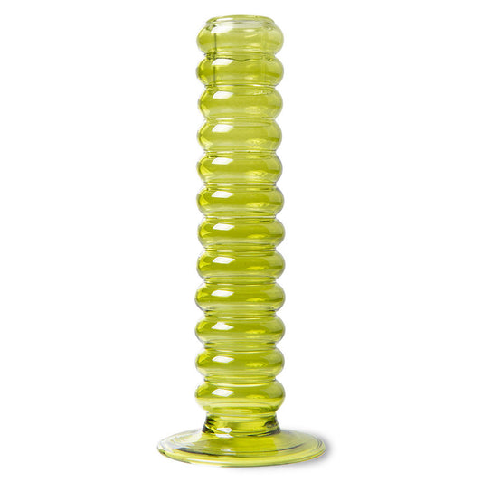 The Emeralds: Glass Candle Holder, Large - Lime Green