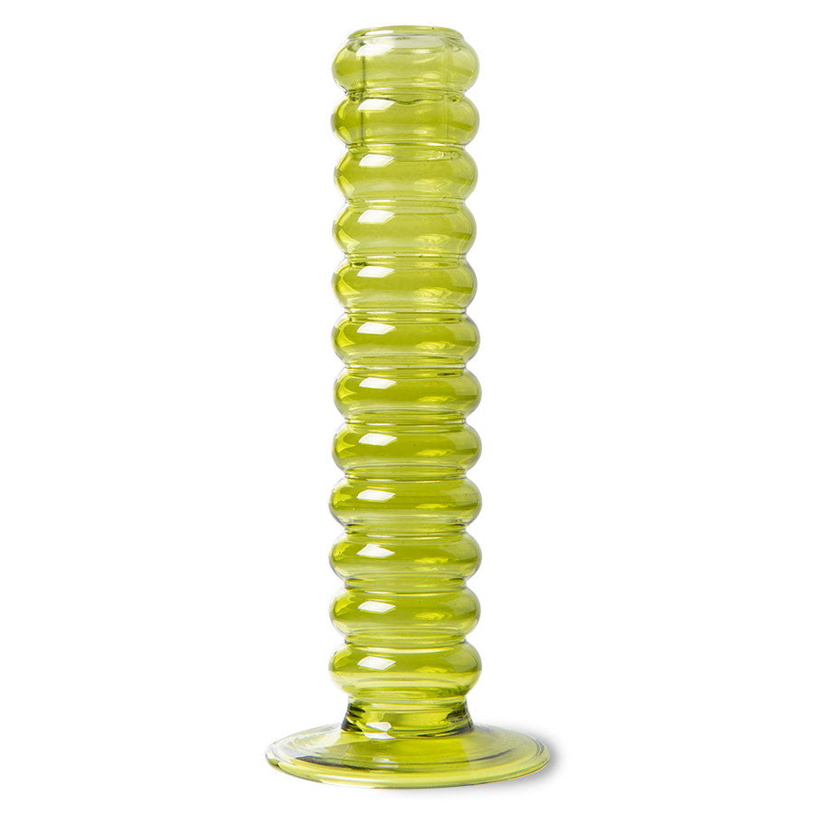 The Emeralds: Glass Candle Holder, Large - Lime Green