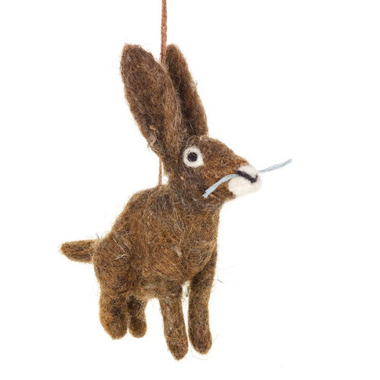 Handmade Felt Herbert the Hare Hanging Decoration