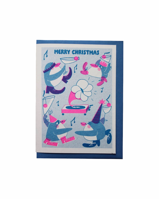 Penguin Party Riso Christmas Card