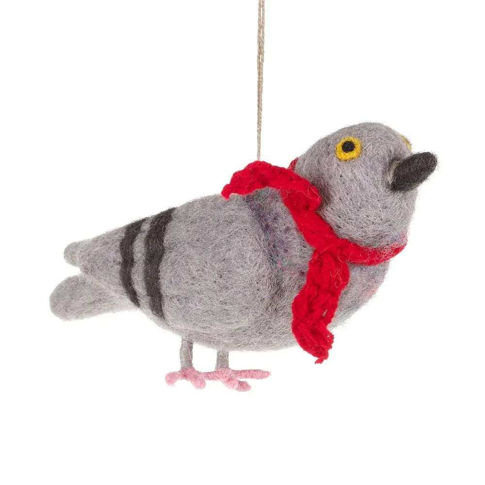 Pigeon with a Scarf Handmade Felt Hanging Decoration
