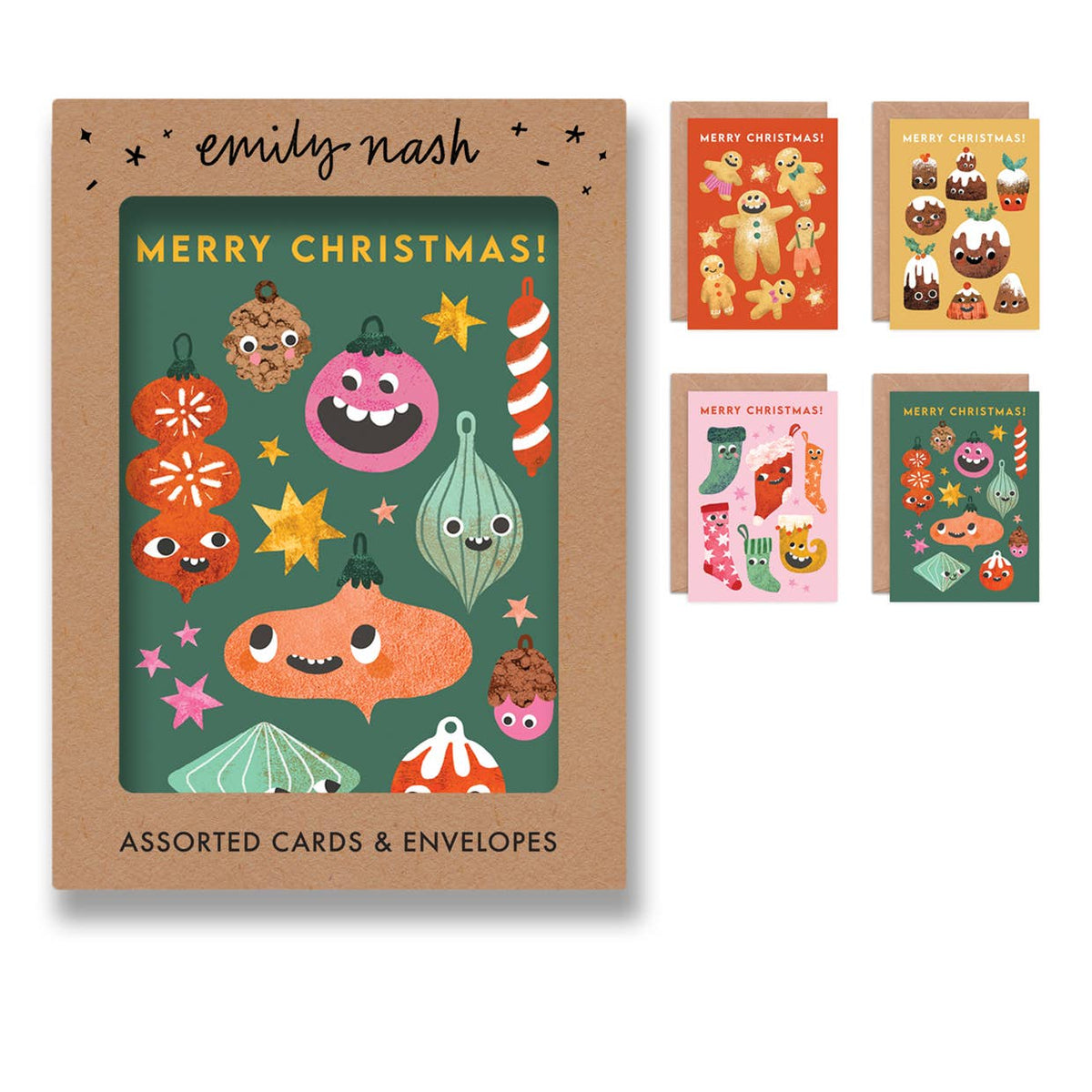 Christmas Funny Faces - Box of 8 Assorted Cards