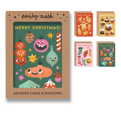 Christmas Funny Faces - Box of 8 Assorted Cards