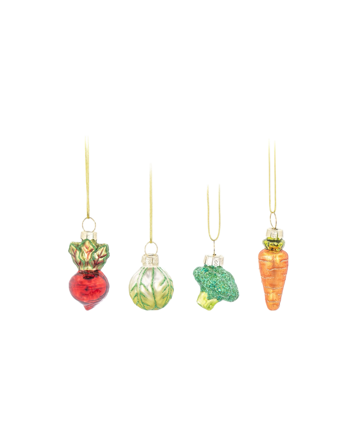 Mini Glass Vegetable Hanging Decorations - Set of 4